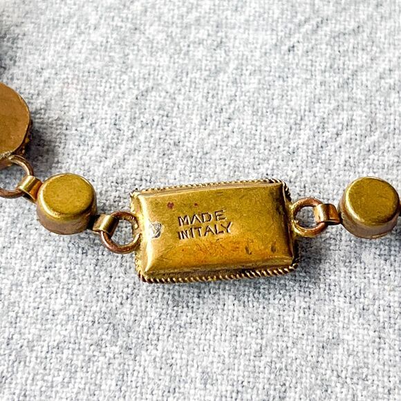 Antique Italian Micro Mosaic Bracelet - Gilt Brass - Estate Costume Jewelry - Picture 14 of 16